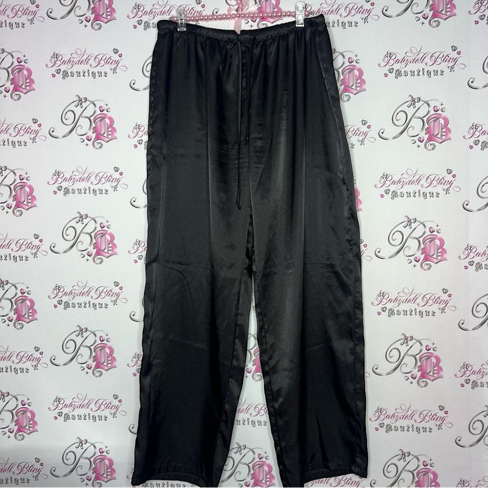La vie en rose Pj pants silky satiny shiny black soft material with waist tie
